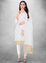 Georgette White Casual Wear Embroidery Work Churidar Suit